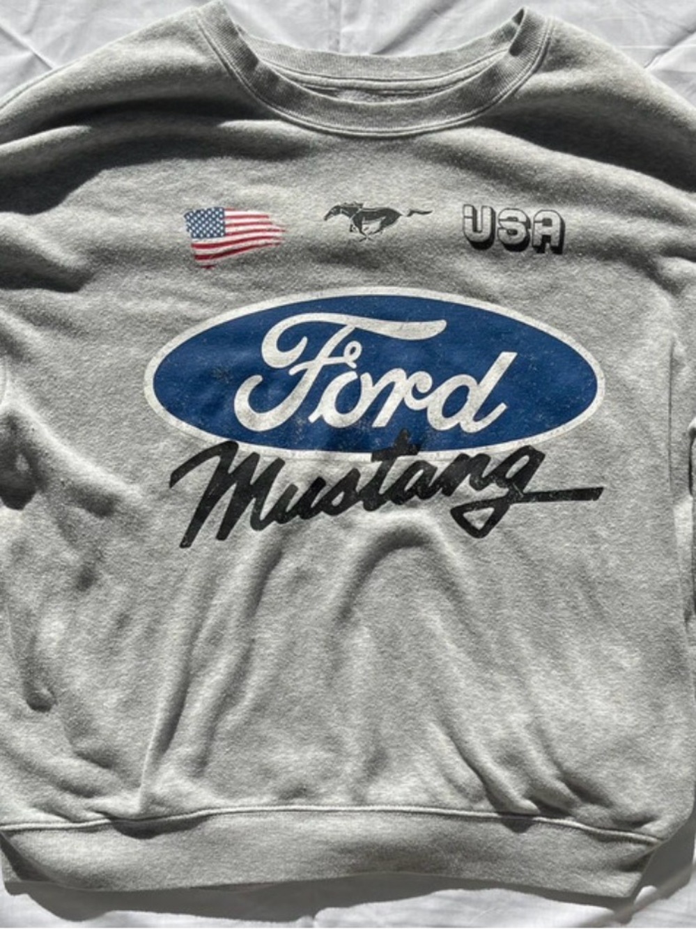 Gray Ford Crewneck Sweatshirt with Blue Logo